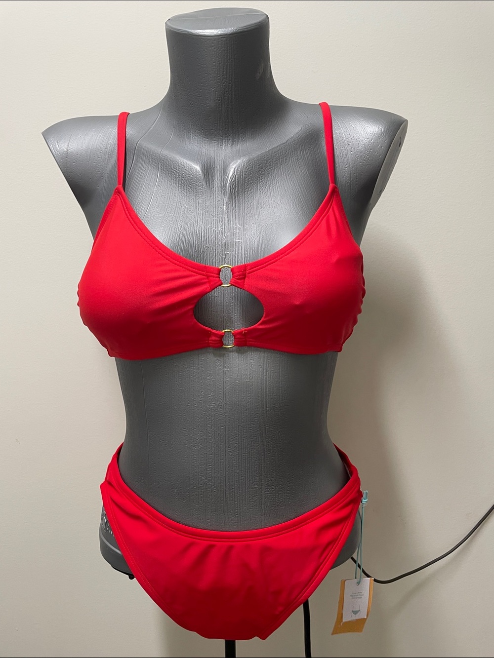 Kona Sol Red Cutout Bikini with Gold Rings